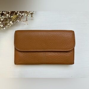 Vintage COACH Leather Wallet Brown Checkbook Coin Card Slot